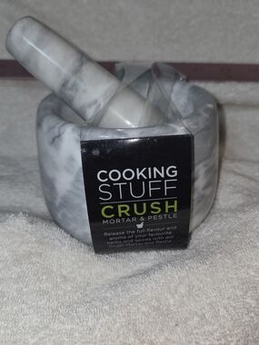 COOKING STUFF Crush Marble Mortar & Pestle - White/Gray